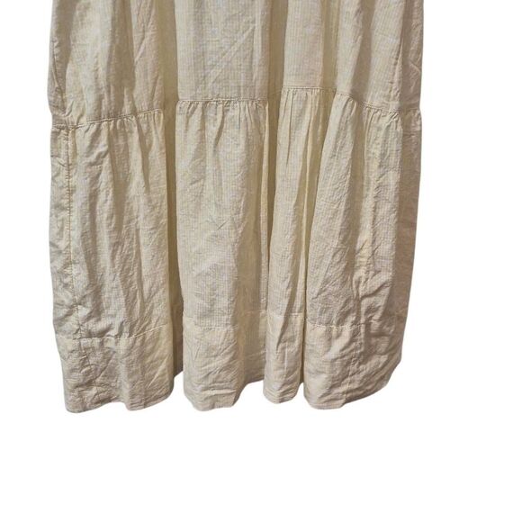 Free Assembly Women's Pale Yellow & White Cotton Tiered Scoop Neck Lined Peasant - Picture 5 of 13